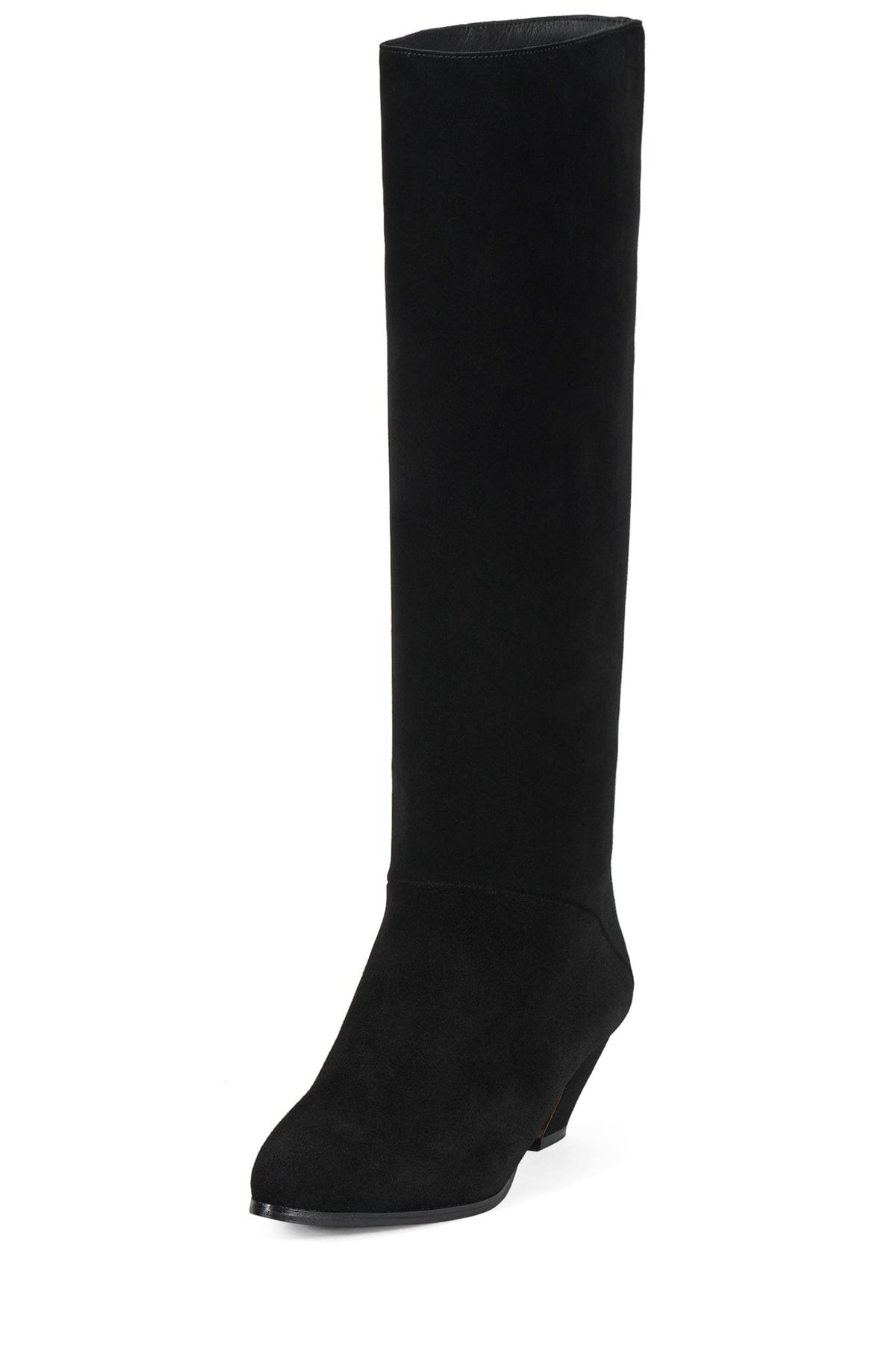 MONMOUTH Heeled Knee-High Boot Black Suede _hover