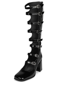 MONSIEUR Mary-Jane ST Black Crinkle Patent