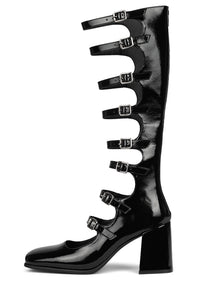 MONSIEUR Mary-Jane ST Black Crinkle Patent