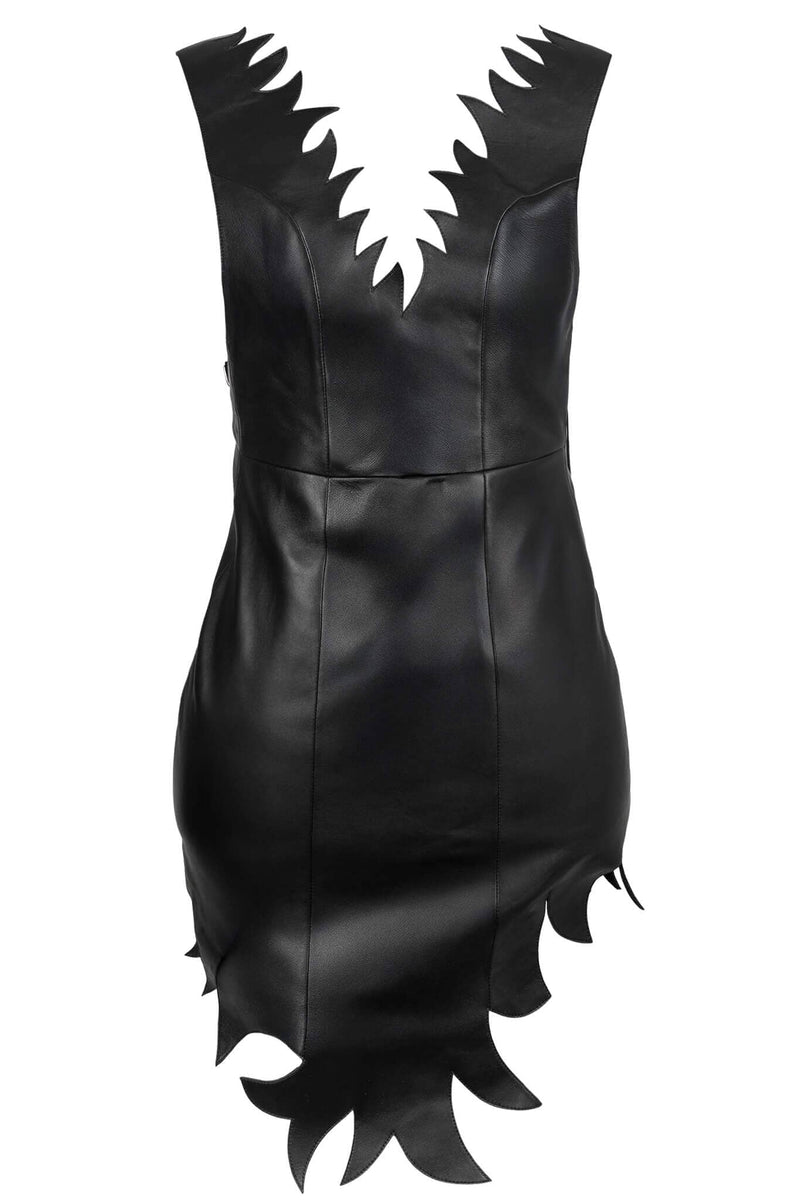 MOTHRA DRESS Jeffrey Campbell Leather Dress Black