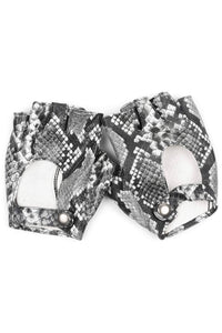 MOTO-MAMI Jeffrey Campbell Moto-Inspire Gloves White Grey Python
