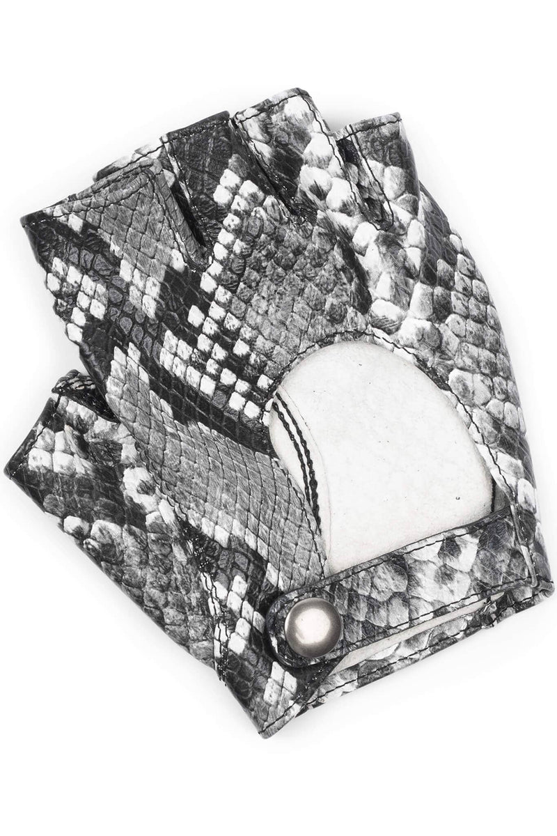 MOTO-MAMI Jeffrey Campbell Moto-Inspire Gloves White Grey Python