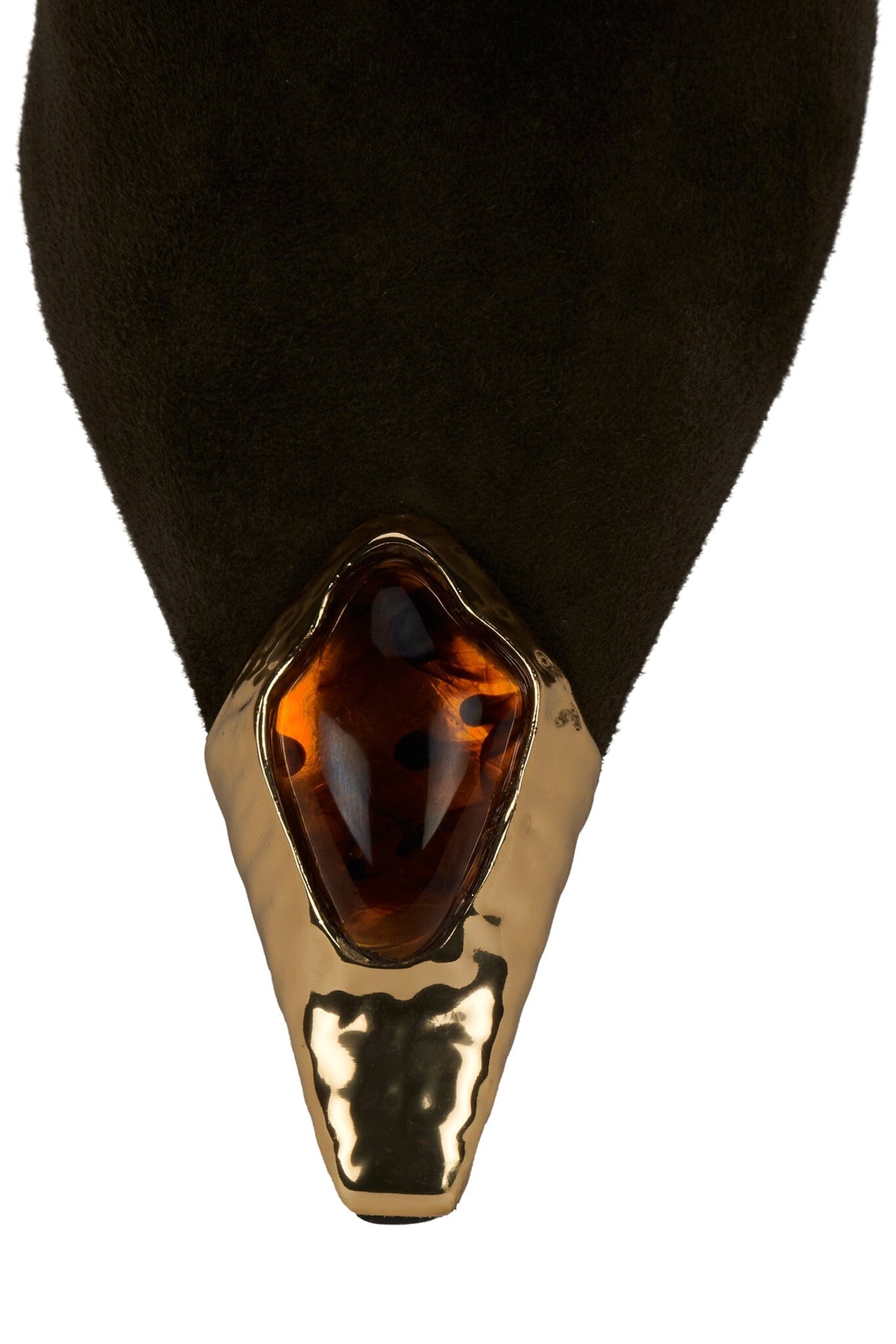 NAIAD Jeffrey Campbell Heeled Mule Brown Suede Gold Brown