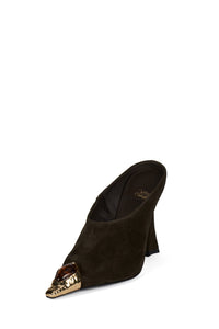 NAIAD Jeffrey Campbell Heeled Mule Brown Suede Gold Brown
_hover