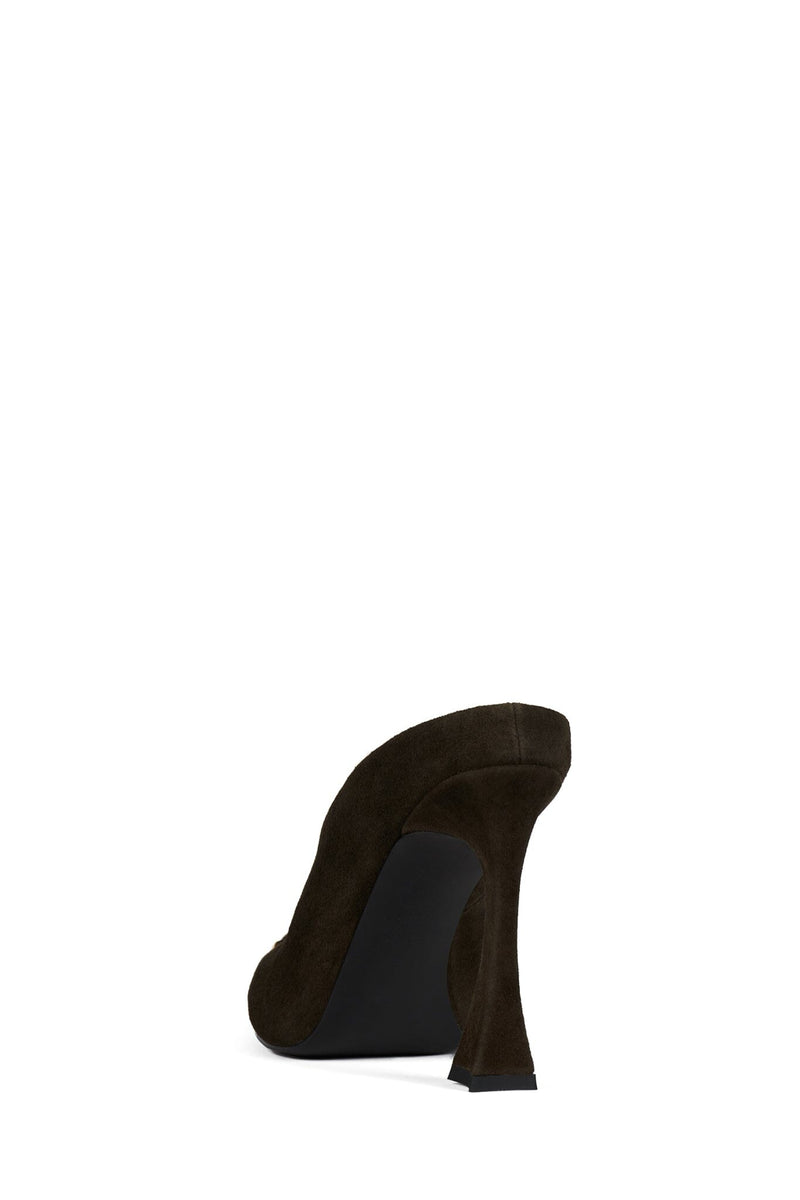 NAIAD Jeffrey Campbell Heeled Mule Brown Suede Gold Brown