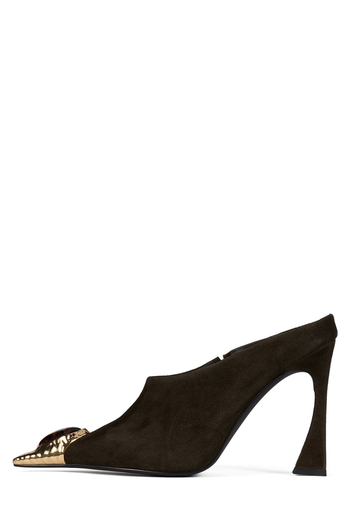 NAIAD Jeffrey Campbell Heeled Mule Brown Suede Gold Brown
