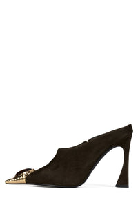 NAIAD Jeffrey Campbell Heeled Mule Brown Suede Gold Brown
