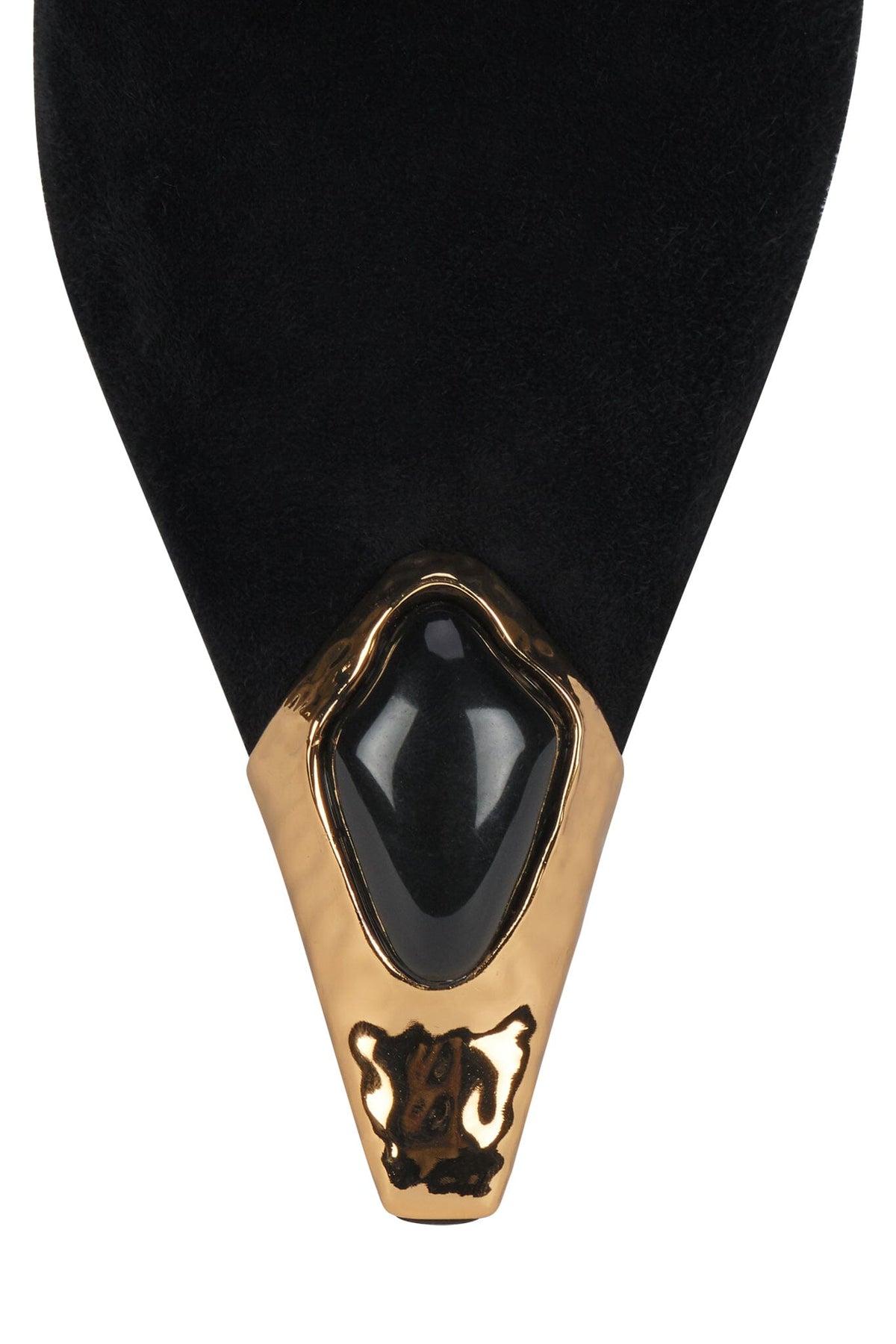 NAIAD Jeffrey Campbell Heeled Mule Black Suede Gold Black