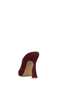 NAIAD Jeffrey Campbell Heeled Mule Wine Suede Gold Red