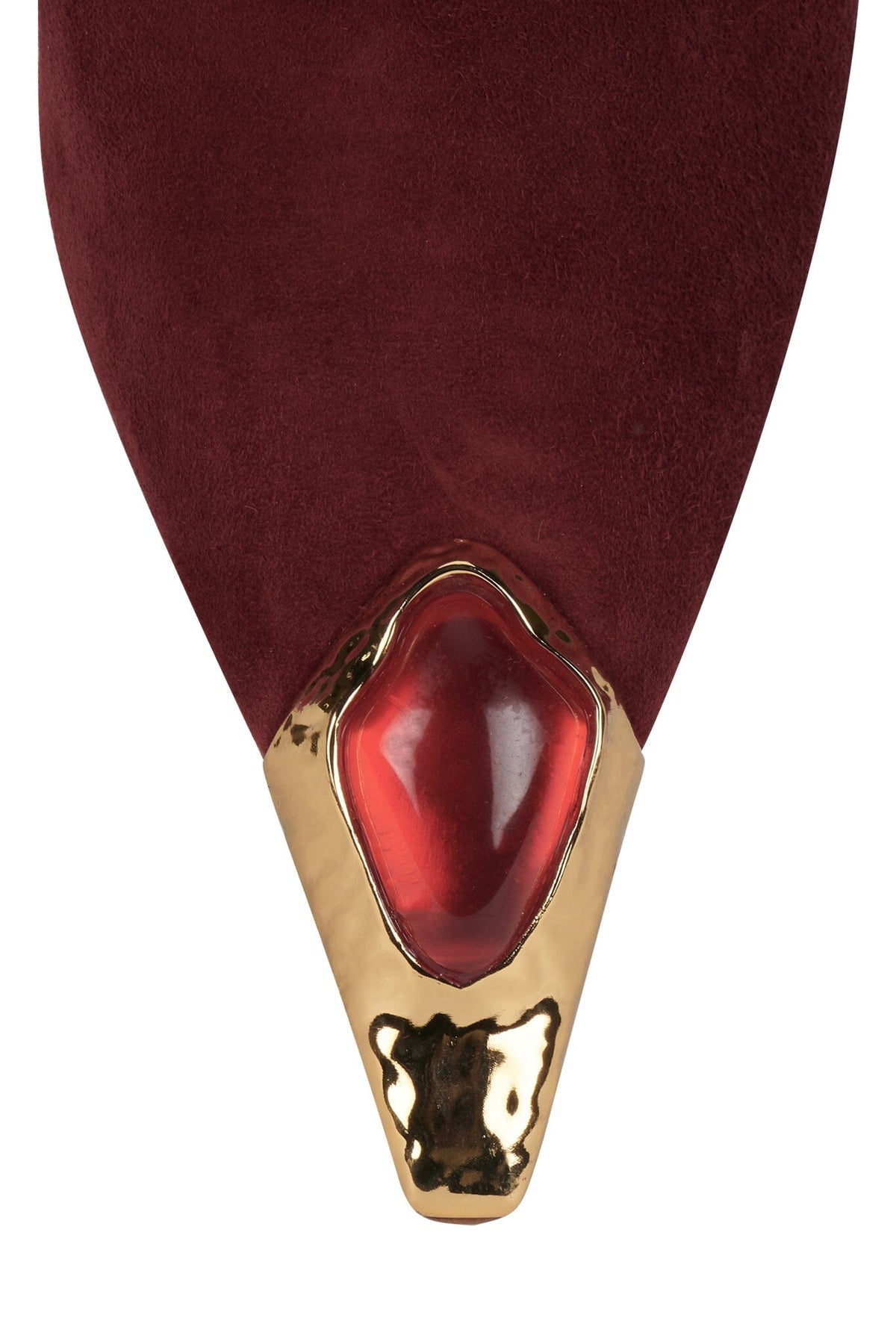 NAIAD Jeffrey Campbell Heeled Mule Wine Suede Gold Red