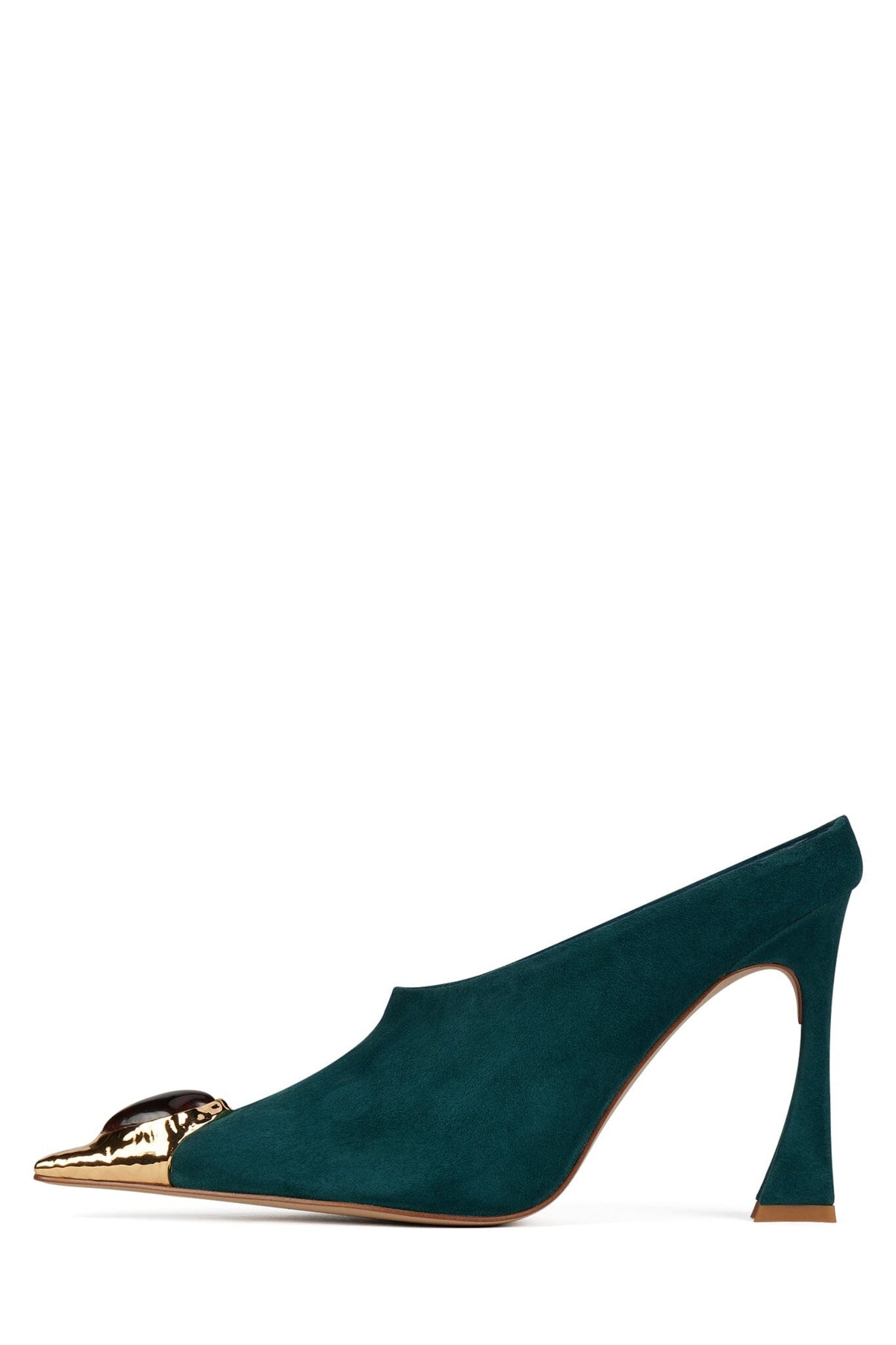 NAIAD Jeffrey Campbell Heeled Mule Turquoise Suede Gold Tortoise