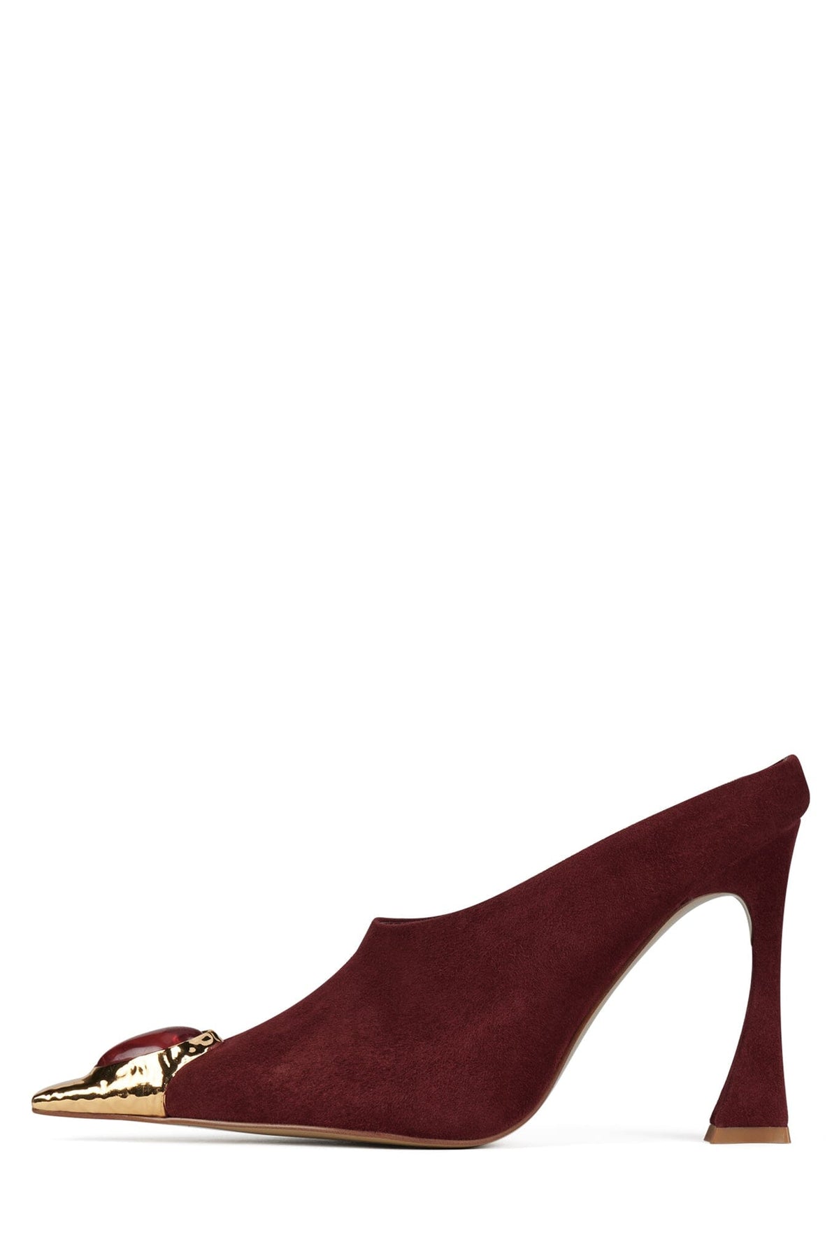 NAIAD Jeffrey Campbell Heeled Mule Wine Suede Gold Red