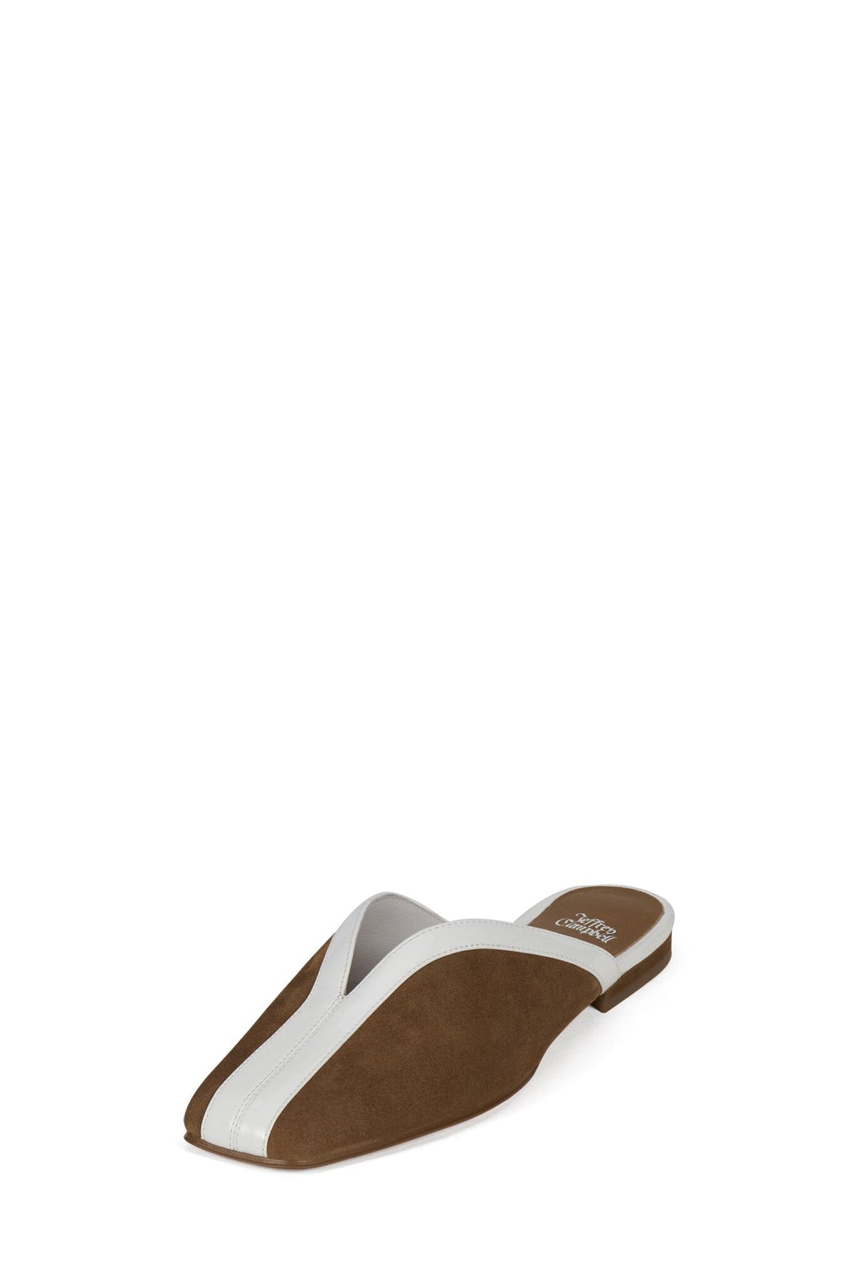 NARROWS Jeffrey Campbell Flat Mule Tan Suede White Combo _hover