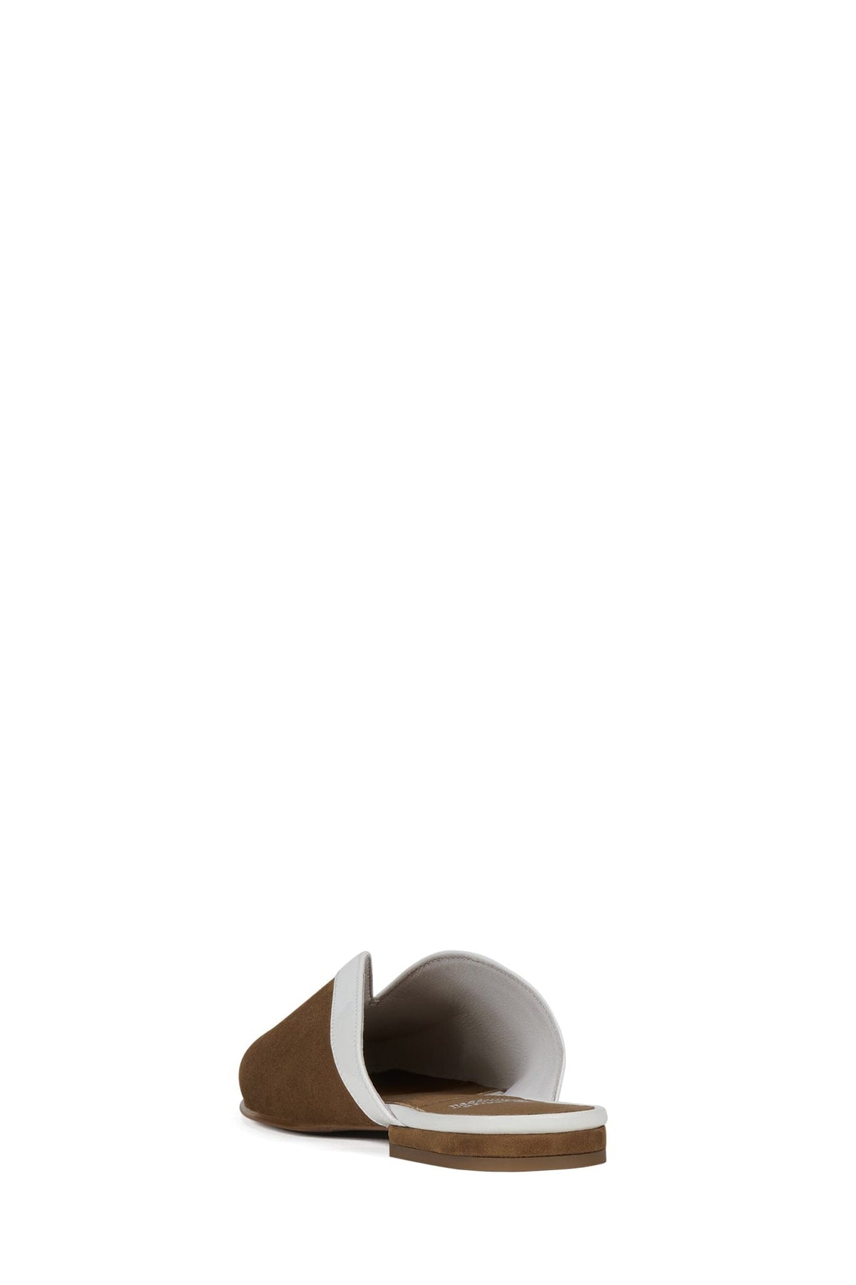 NARROWS Jeffrey Campbell Flat Mule Tan Suede White Combo