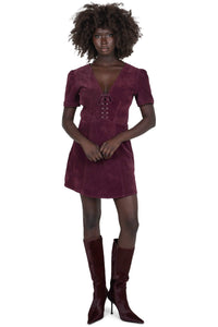 NEW-MOON DRESS Jeffrey Campbell Suede Dress Wine Suede