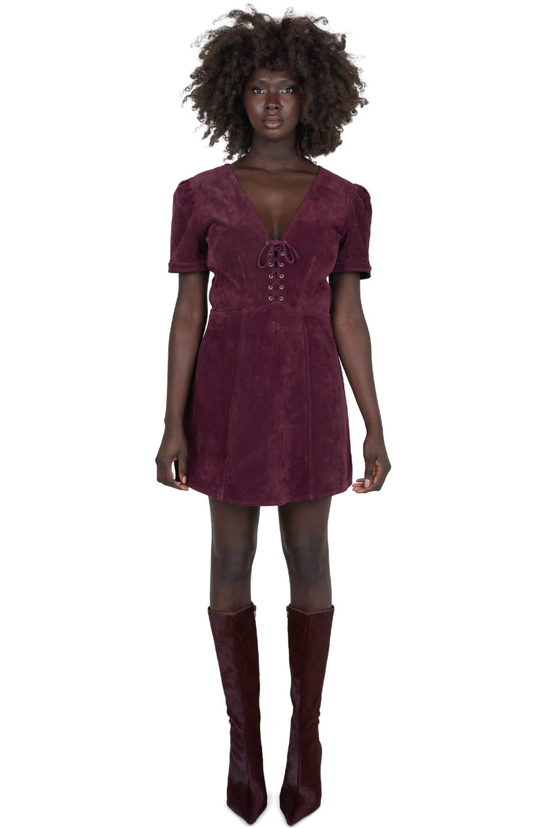 NEW-MOON DRESS Jeffrey Campbell Suede Dress Wine Suede