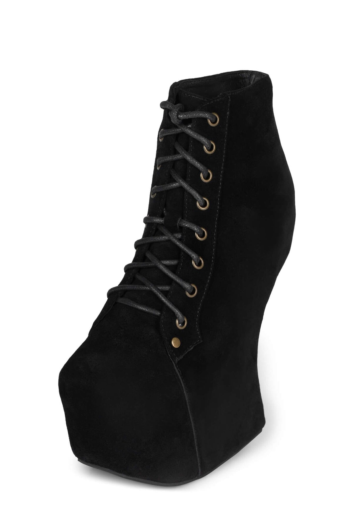NIGHTLITA Jeffrey Campbell Wedge Platform Boot Black Suede
