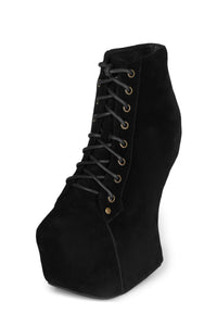 NIGHTLITA Jeffrey Campbell Wedge Platform Boot Black Suede