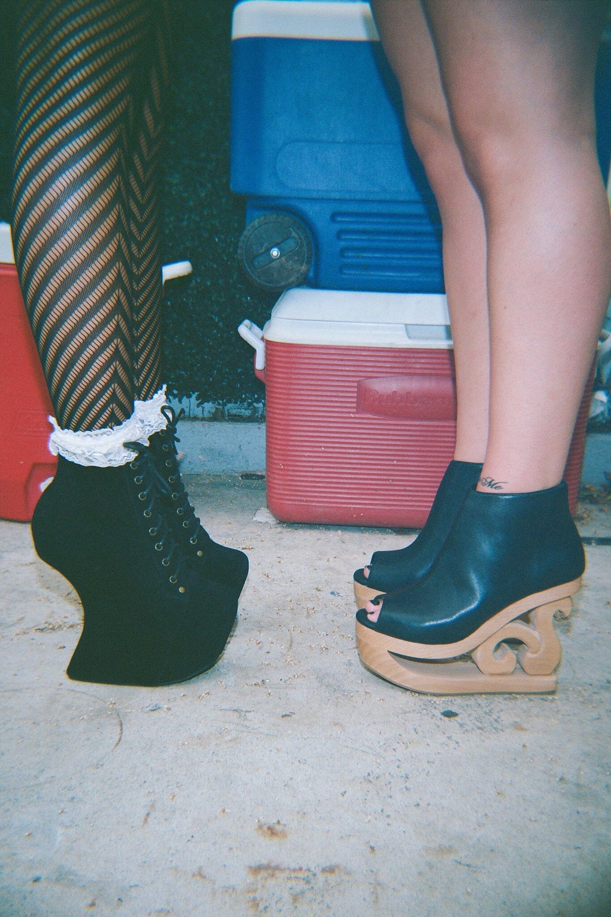 NIGHTLITA Jeffrey Campbell Wedge Platform Boot Black Suede