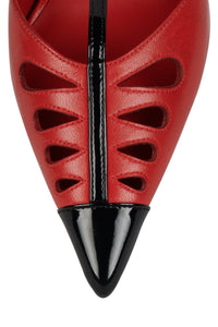 NOUVELLE Jeffrey Campbell Stiletto Heels Red Black Patent