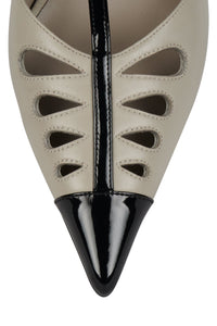 NOUVELLE Jeffrey Campbell Stiletto Heels Taupe Black Patent