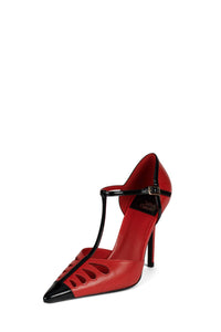 NOUVELLE Jeffrey Campbell Stiletto Heels Red Black Patent
