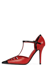 NOUVELLE Jeffrey Campbell Stiletto Heels Red Black Patent