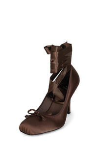 NYMPHA Jeffrey Campbell Stiletto Heel Brown Satin