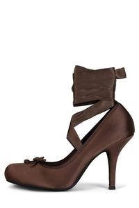 NYMPHA Jeffrey Campbell Stiletto Heel Brown Satin