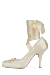 NYMPHA Jeffrey Campbell Stiletto Heel Light Yellow Satin