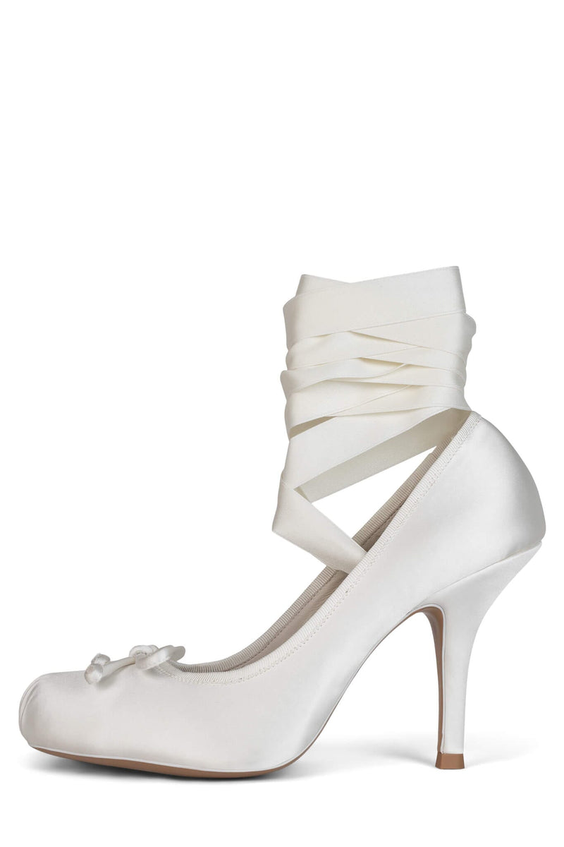 NYMPHA Jeffrey Campbell Stiletto Heel Off White Satin 