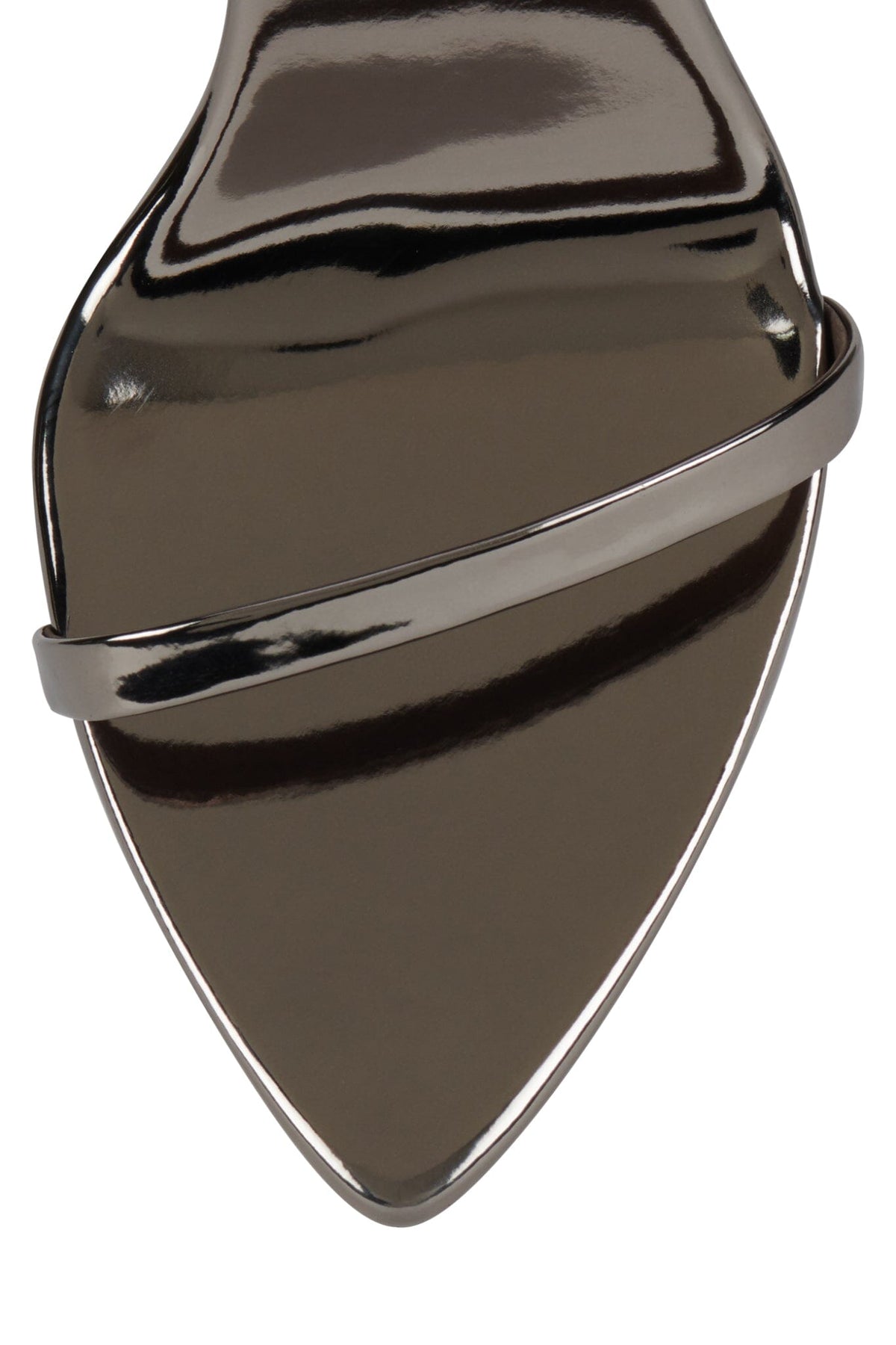 OBSESSION Jeffrey Campbell Minimal Sandal Pewter Patent Pewter