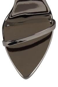 OBSESSION Jeffrey Campbell Minimal Sandal Pewter Patent Pewter