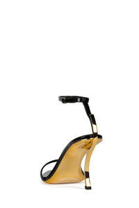 OBSESSION Jeffrey Campbell Minimal Sandal Black Patent Gold