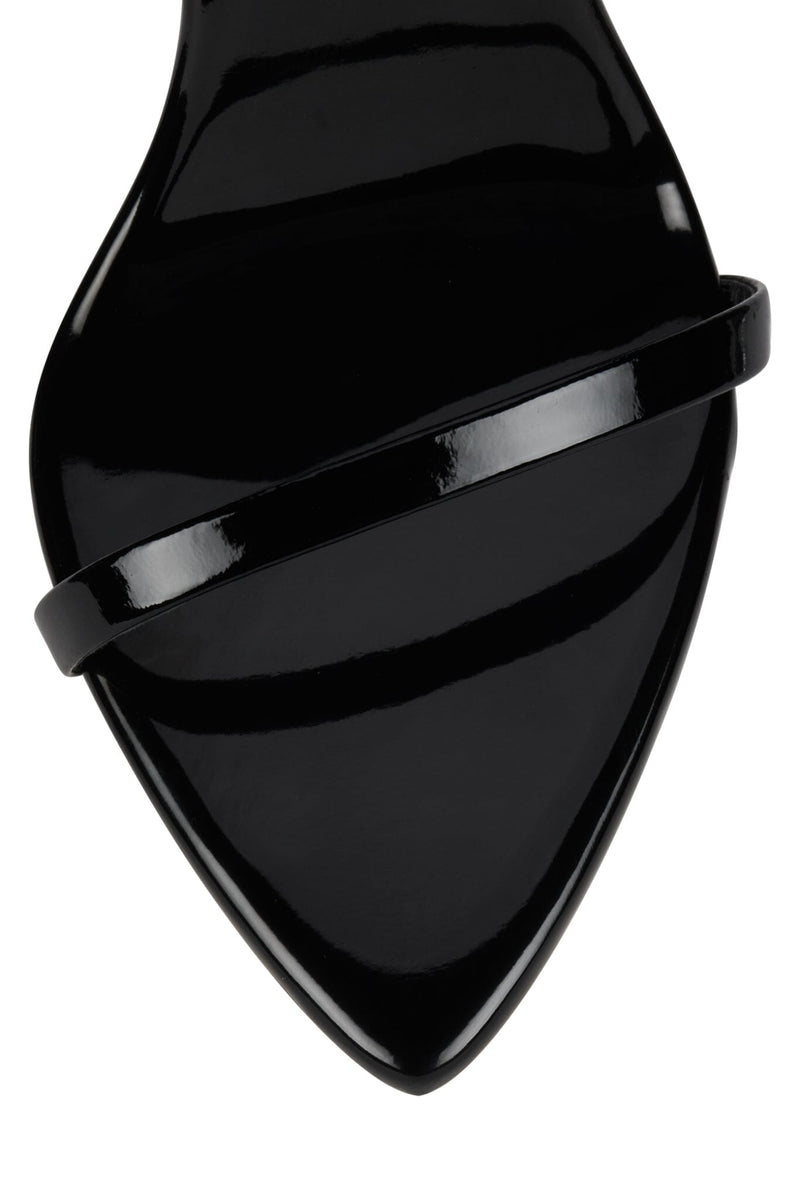 OBSESSION Jeffrey Campbell Minimal Sandal Black Patent Gold