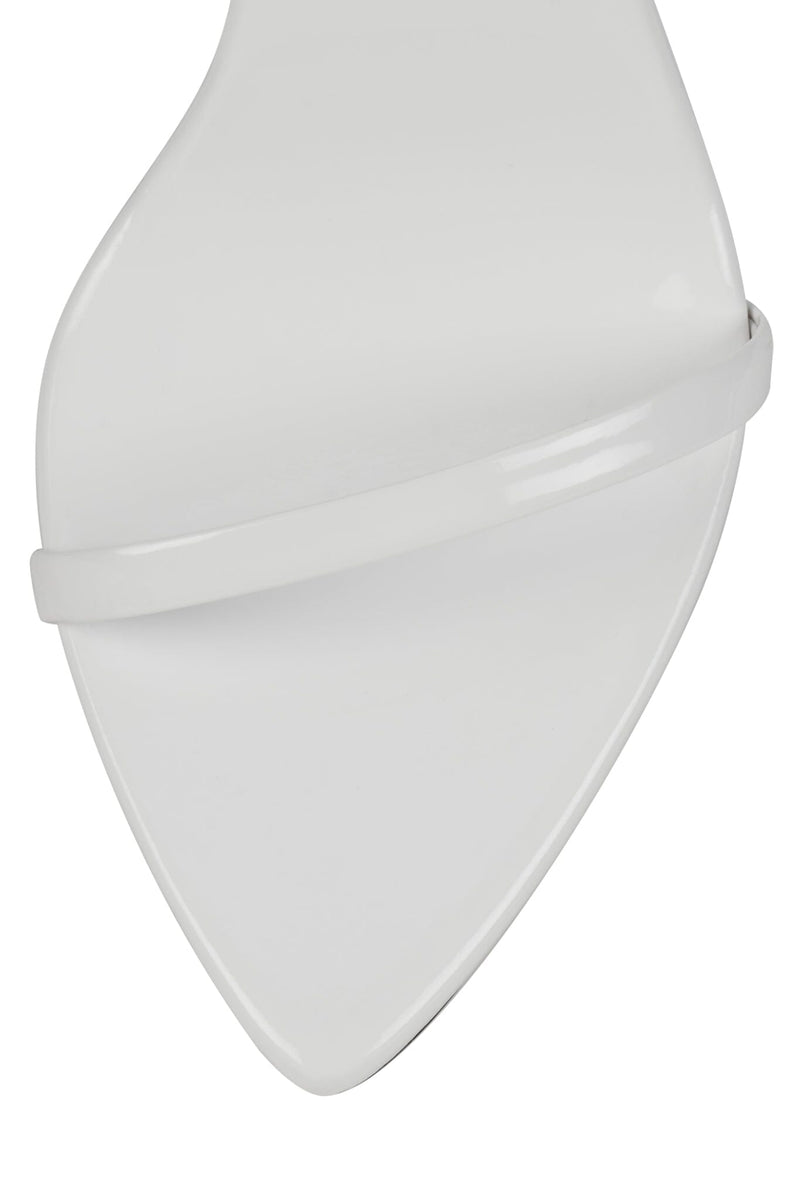OBSESSION Jeffrey Campbell Minimal Sandal White Patent Silver