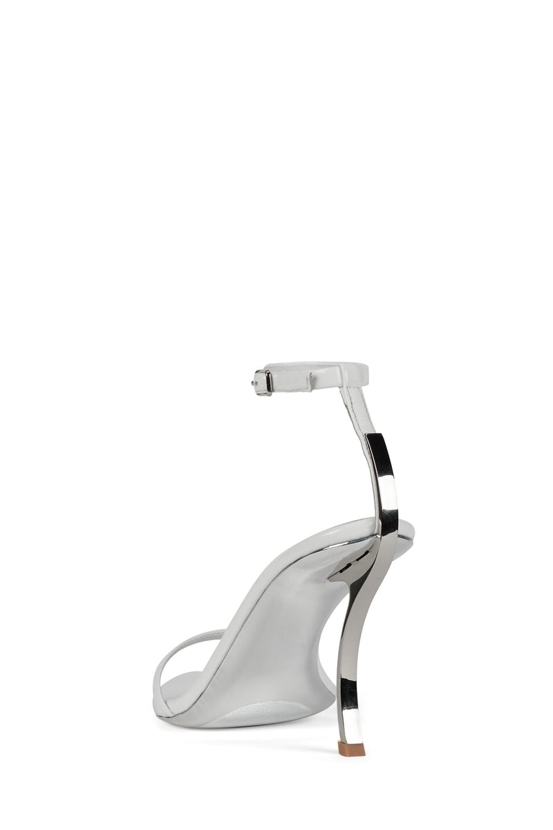 OBSESSION Jeffrey Campbell Minimal Sandal White Patent Silver