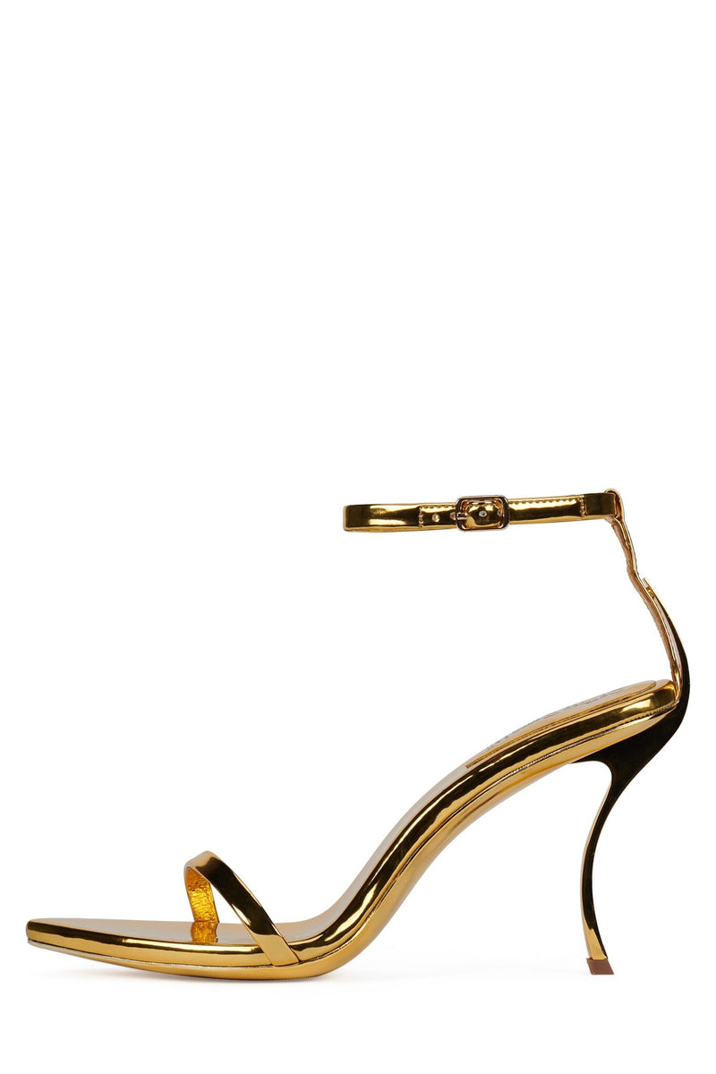 OBSESSION Jeffrey Campbell Minimal Sandal Gold Patent Gold