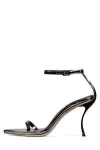 OBSESSION Jeffrey Campbell Minimal Sandal Pewter Patent Pewter
