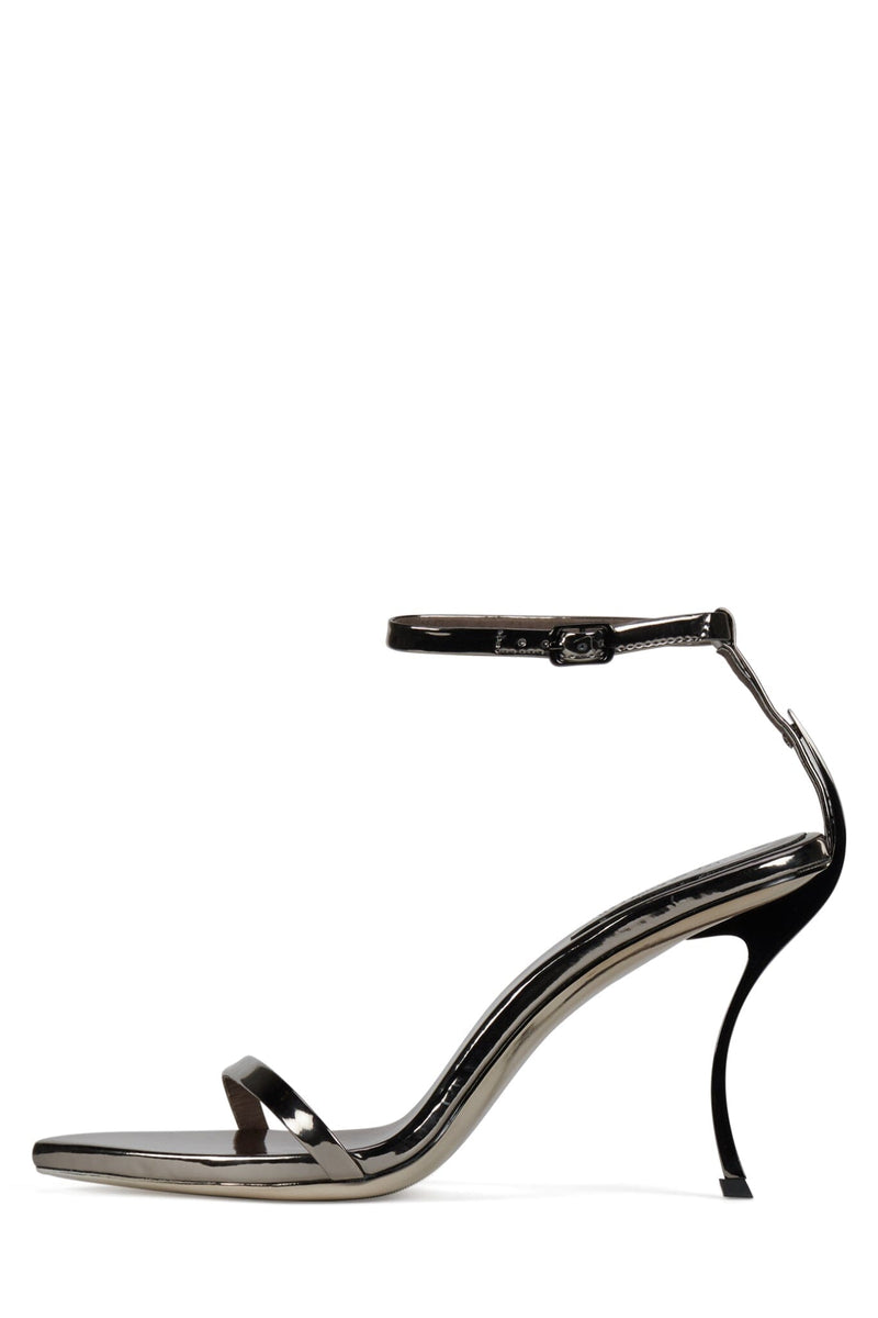 OBSESSION Jeffrey Campbell Minimal Sandal Pewter Patent Pewter