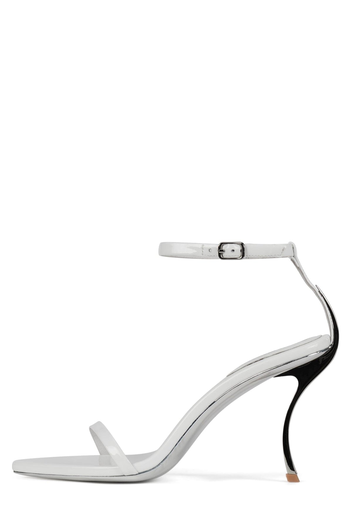 OBSESSION Jeffrey Campbell Minimal Sandal White Patent Silver