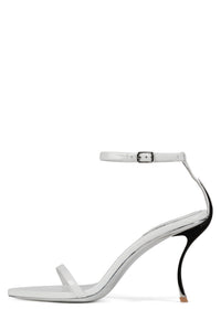 OBSESSION Jeffrey Campbell Minimal Sandal White Patent Silver