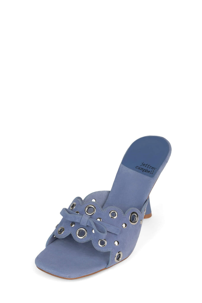ODOM Jeffrey Campbell Heeled Sandals Periwinkle Suede Silver