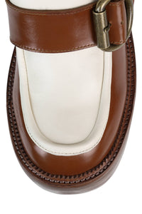 OFFSET Jeffrey Campbell Heeled Loafer Tan Ivory