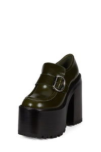 OFFSET Jeffrey Campbell Heeled Loafer Green Oiled _hover