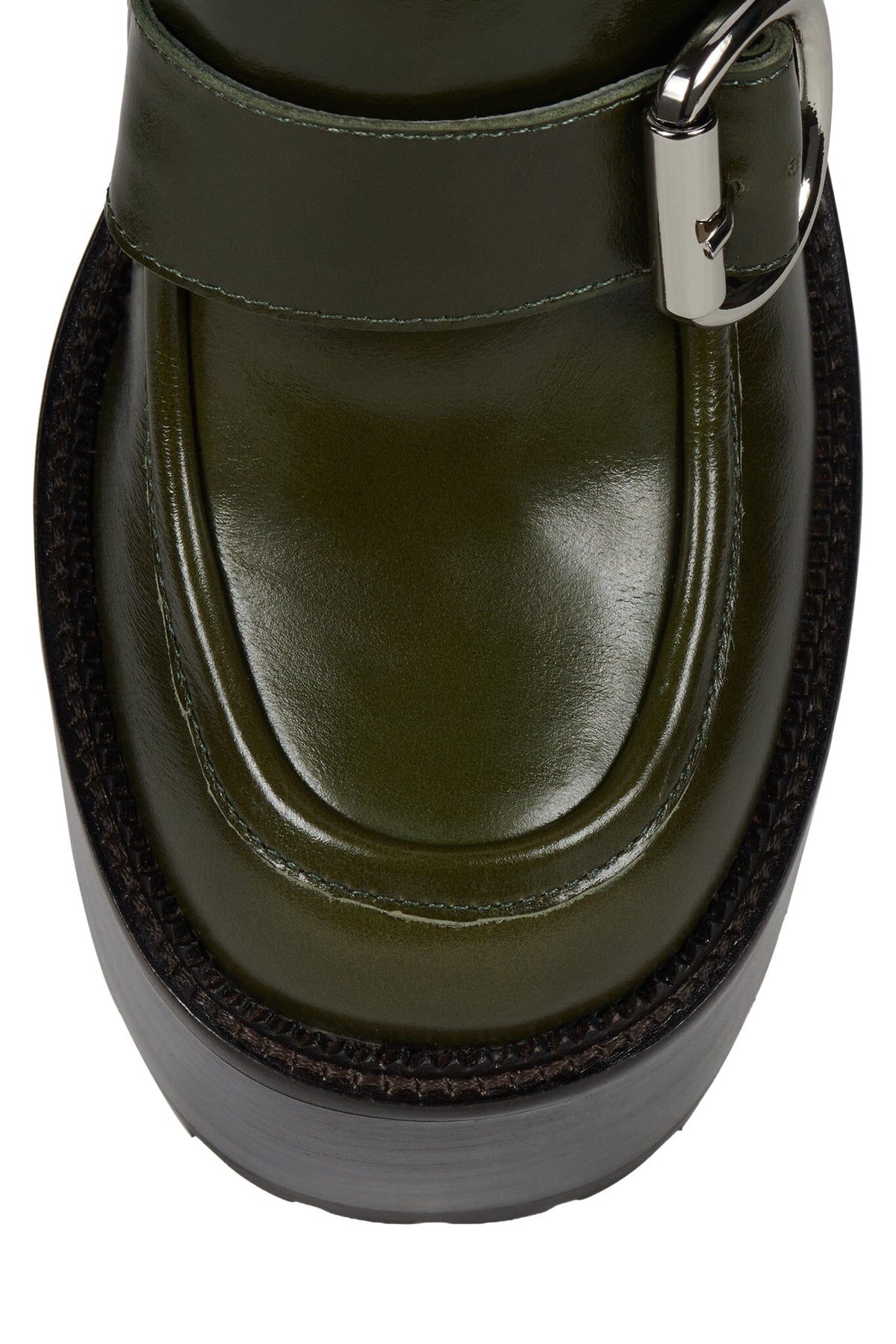 OFFSET Jeffrey Campbell Heeled Loafer Green Oiled