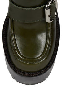 OFFSET Jeffrey Campbell Heeled Loafer Green Oiled
