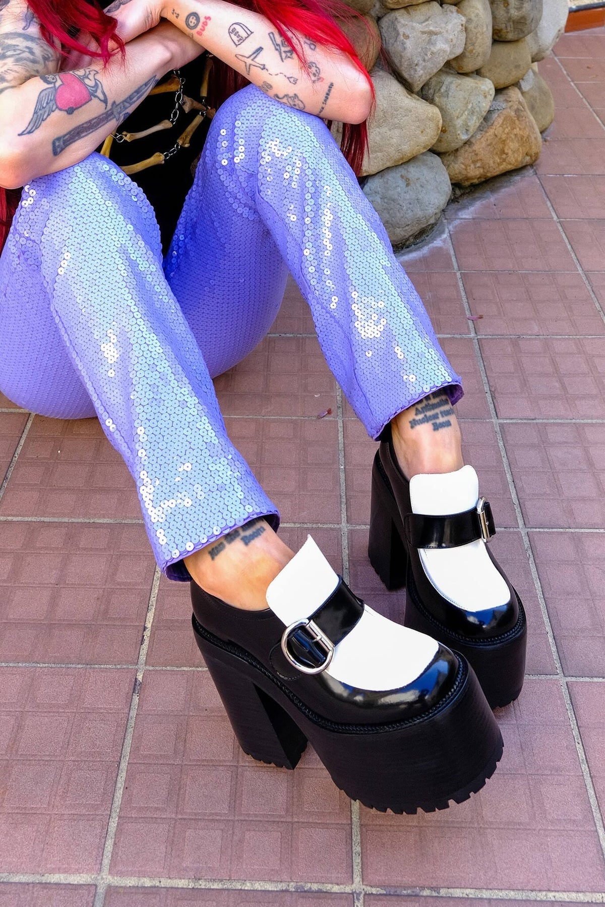 OFFSET Jeffrey Campbell Heeled Loafer Black Box White Box