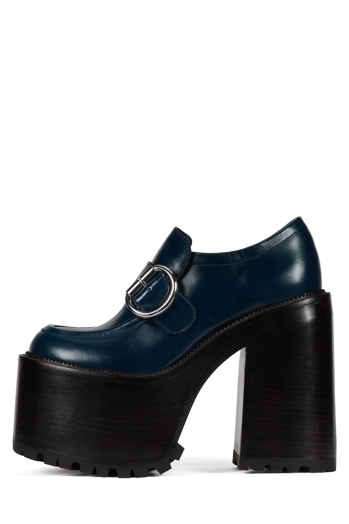 OFFSET Jeffrey Campbell Heeled Loafer Blue Oiled