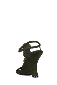 PALMA Jeffrey Campbell Wedge Sandal Dark Green Suede